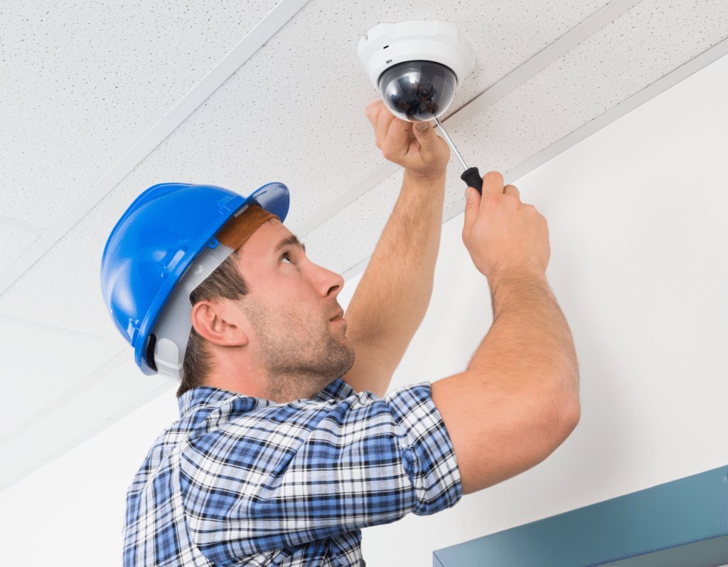 A Worker installing CCTV System